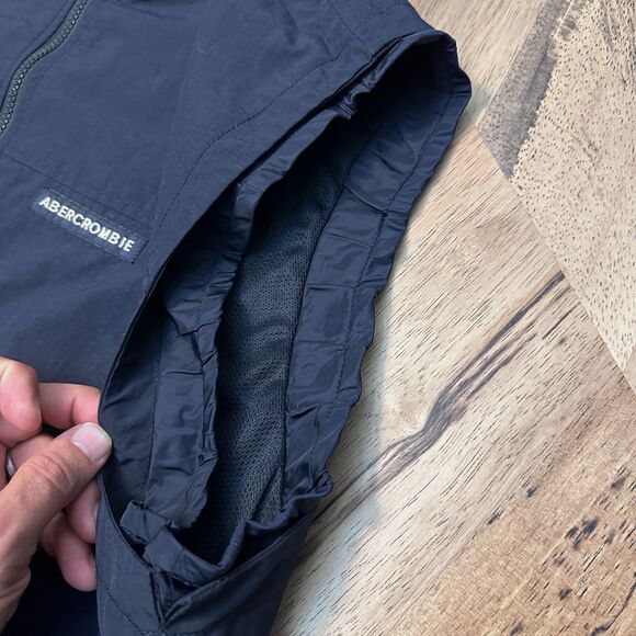 Abercrombie & Fitch Y2K Nylon Windbreaker Vest Navy Blue Men's XL - Picture 6 of 11